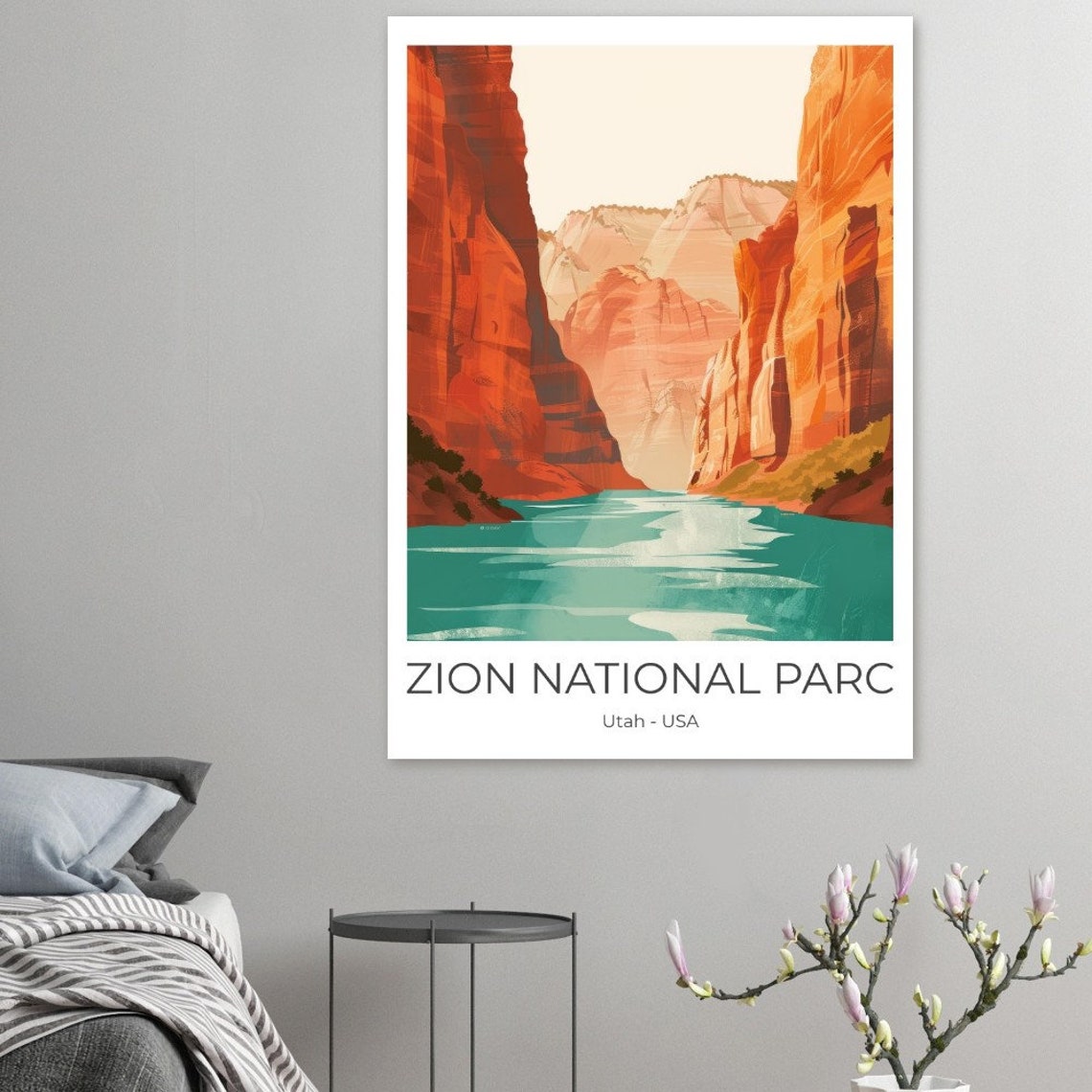 Zion National Park Travel Poster Zion Utah Travel Print Zion National Park Poster Wall Art Zion National Park - Image 3
