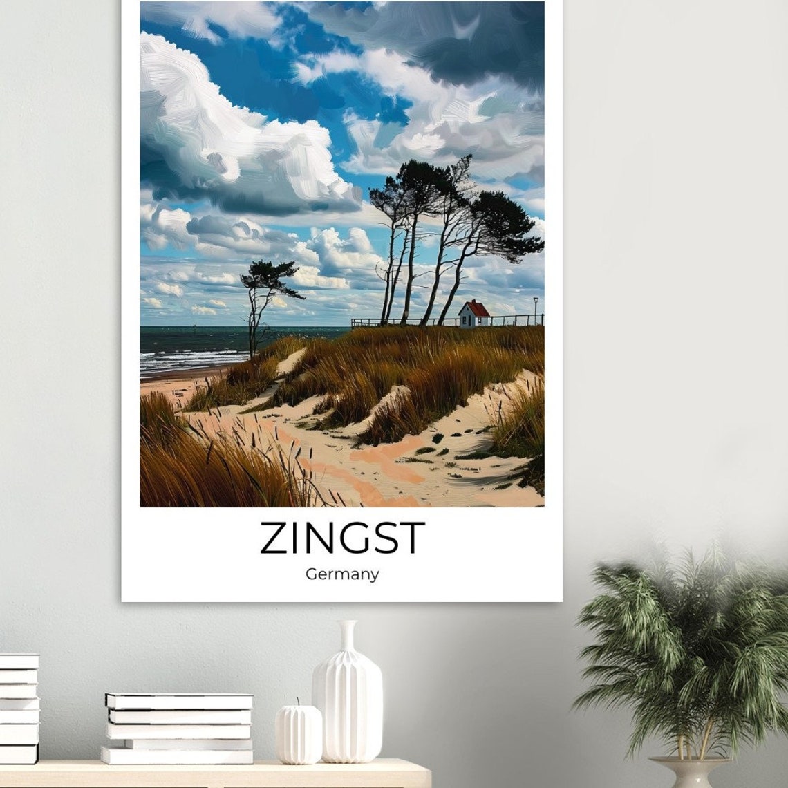 Zingst Germany Baltic Dunes Pine Trees and Coastal House Travel Poster - Image 3