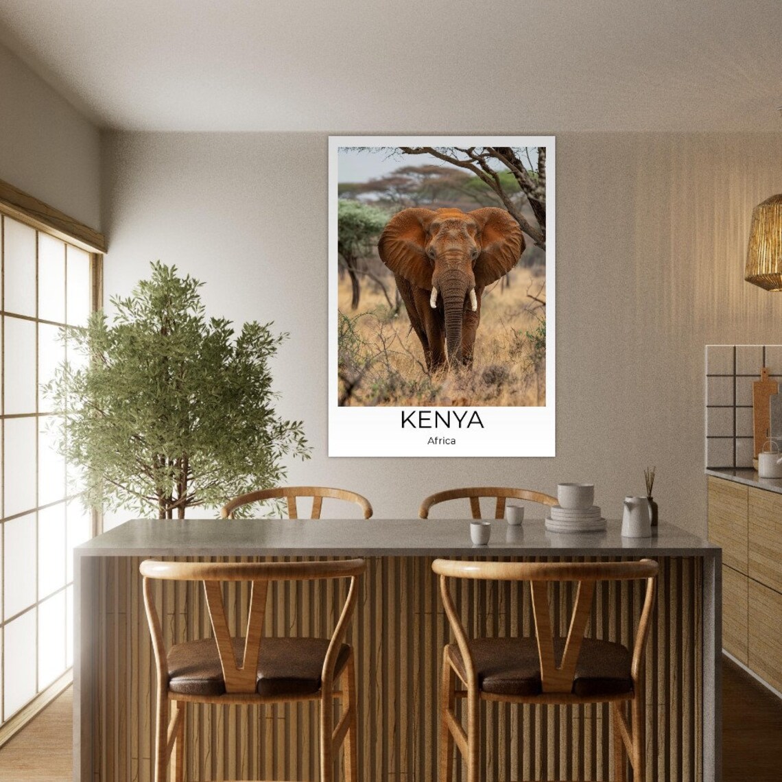 Kenya Africa Red Dust Elephant Savanna Wildlife Travel Poster - Image 4