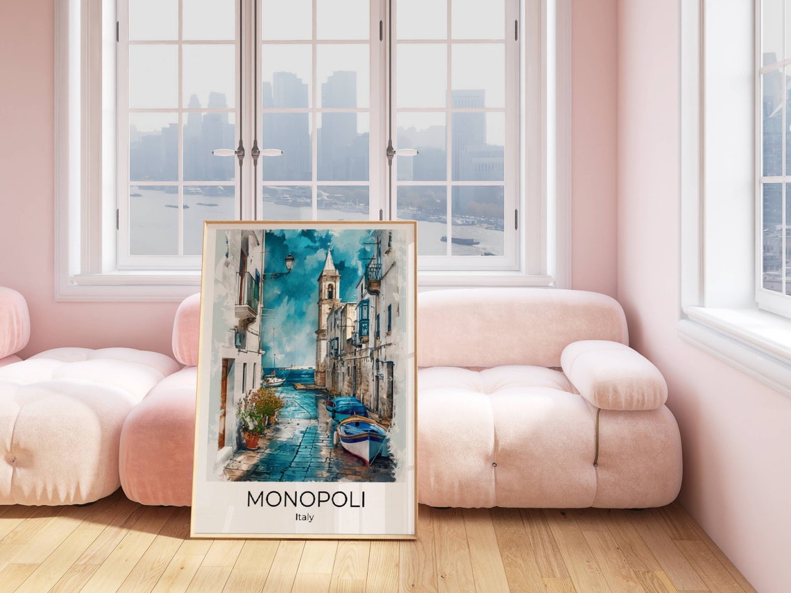 Monopoli Apulia Italy Watercolor Travel Poster Italy Travel Print Monopoli Italy Gift Italy Wall Art Monopoli Art Print - Image 4