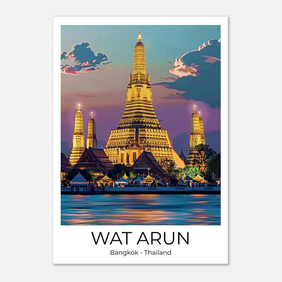 Bangkok Wat Arun Travel Poster Of Bangkok Wall Art Bangkok Travel Thailand Bangkok Wall Decoration