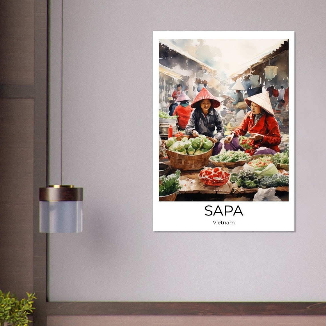 Sapa Watercolor Travel Poster Of Vietnam Wall Art Vietnam Travel Vietnam Sapa Wall Decoration - Image 3