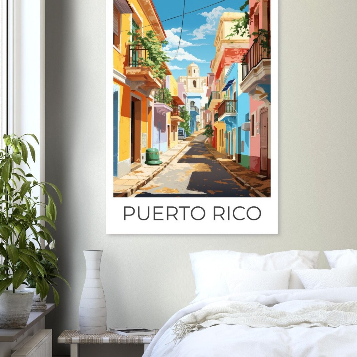 Puerto Rico Old San Juan Colorful Colonial Street Art Travel Poster - Image 4