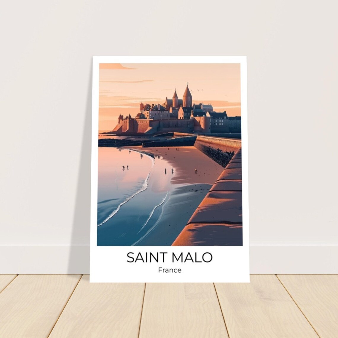 Saint Malo France Walled Old Town Sunset Coastal View Travel Poster - Image 2