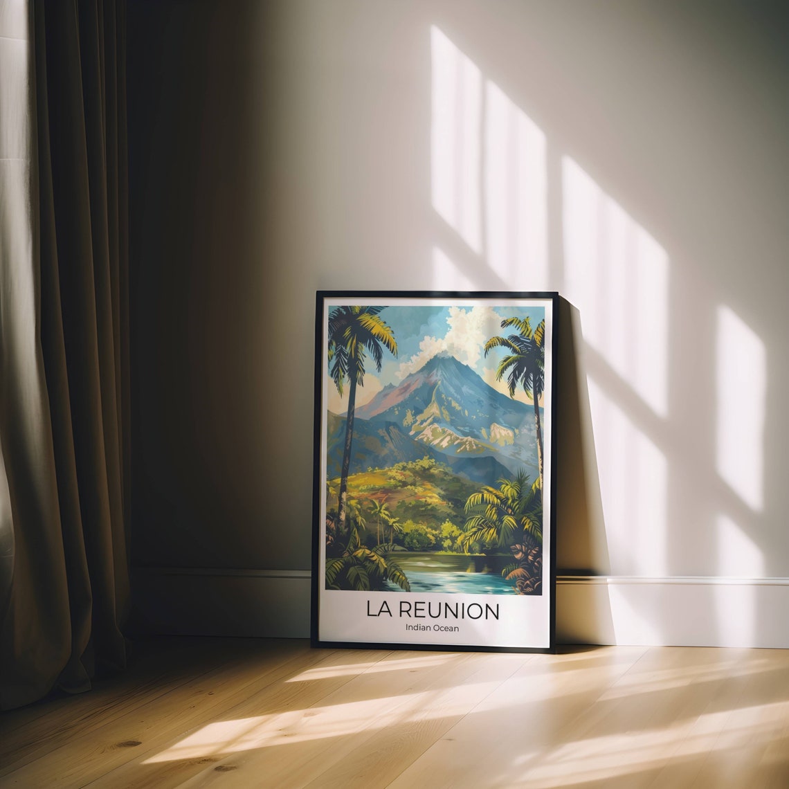 La Reunion Indian Ocean Volcano Peak Palm Forest Scene Poster - Image 2