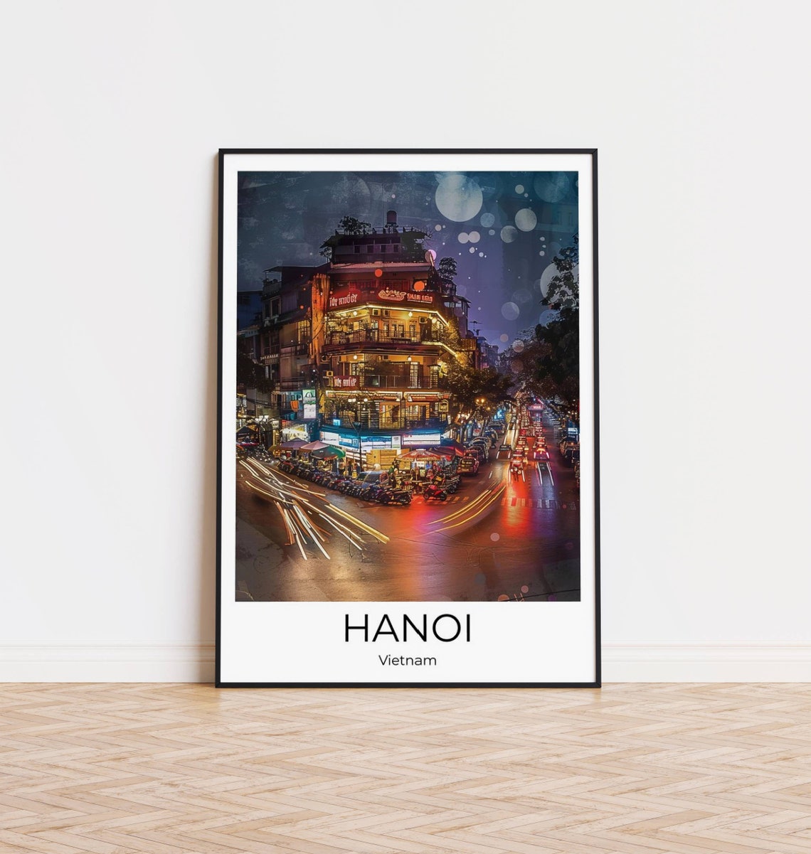 Hanoi At Night Watercolor Travel Poster Of Hanoi Wall Art Hanoi Travel Vietnam Hanoi Wall Decoration - Image 4