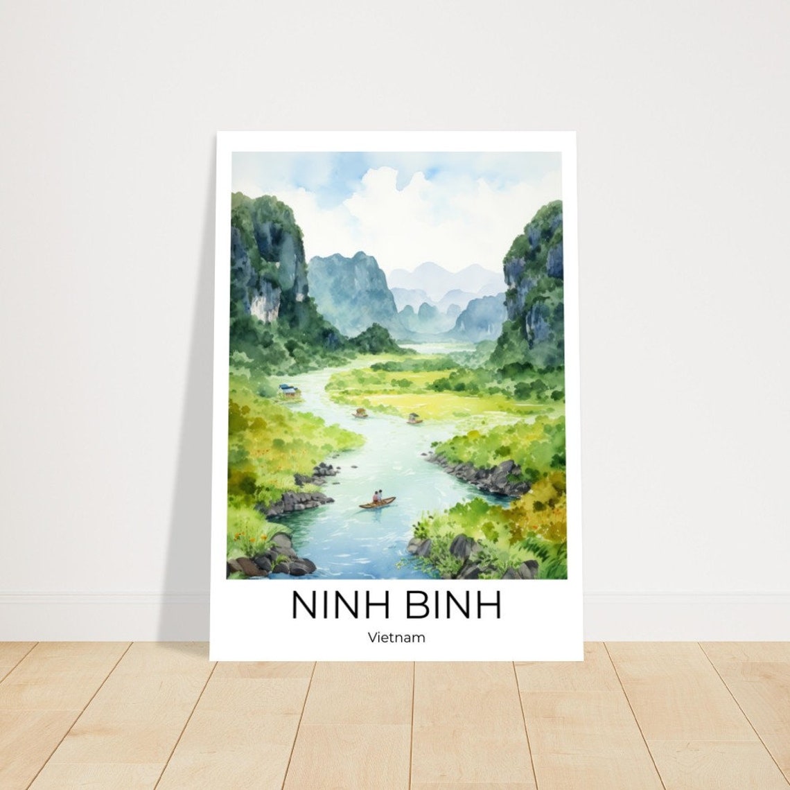Ninh Binh Watercolor Travel Poster Of Vietnam Wall Art Vietnam Travel Vietnam Hanoi Wall Decoration