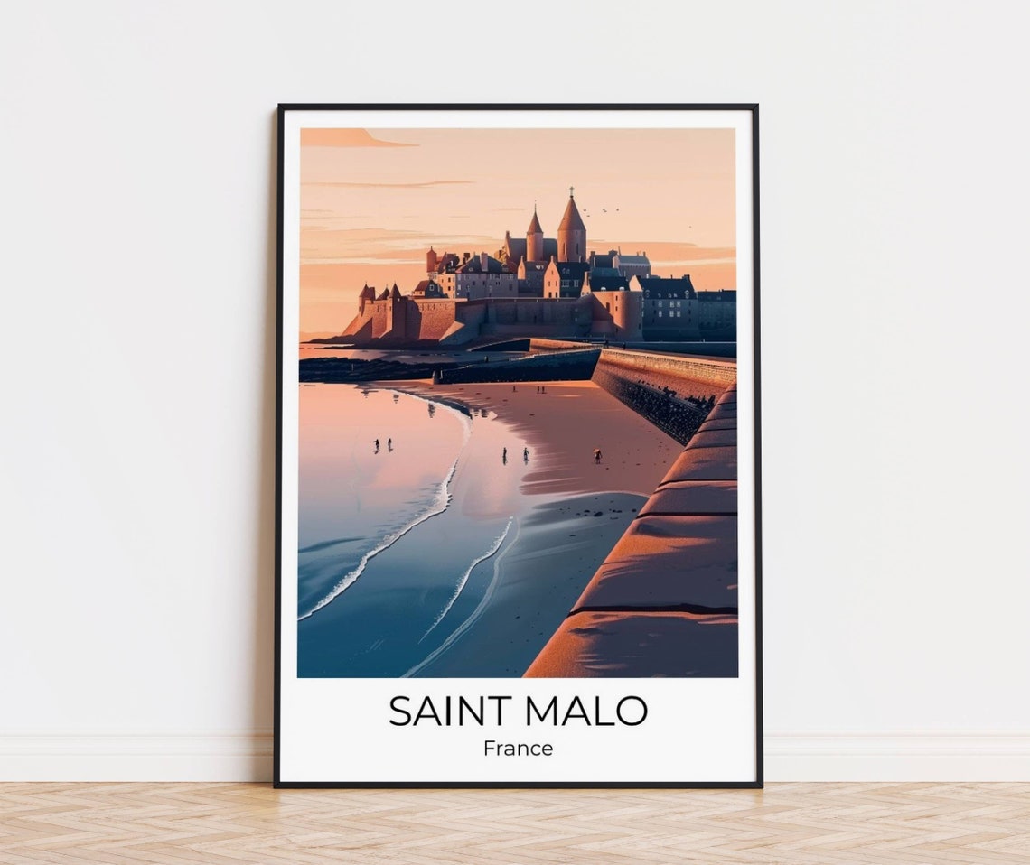 Saint Malo Brittany Vintage Travel Poster St Malo Wall Art France Travel Print St Malo Wall Decoration