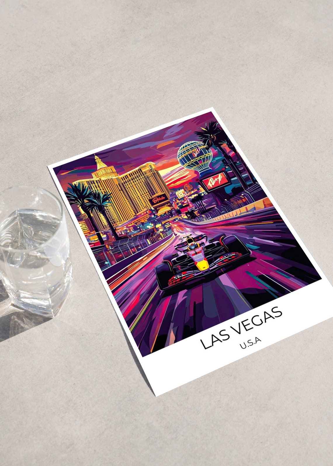 Las Vegas Car Racing F1 Poster Gift For F1 Fans Gift For Dad Las Vegas Trip Travel Poster Las Vegas Travel Poster Las Vegas - Image 4