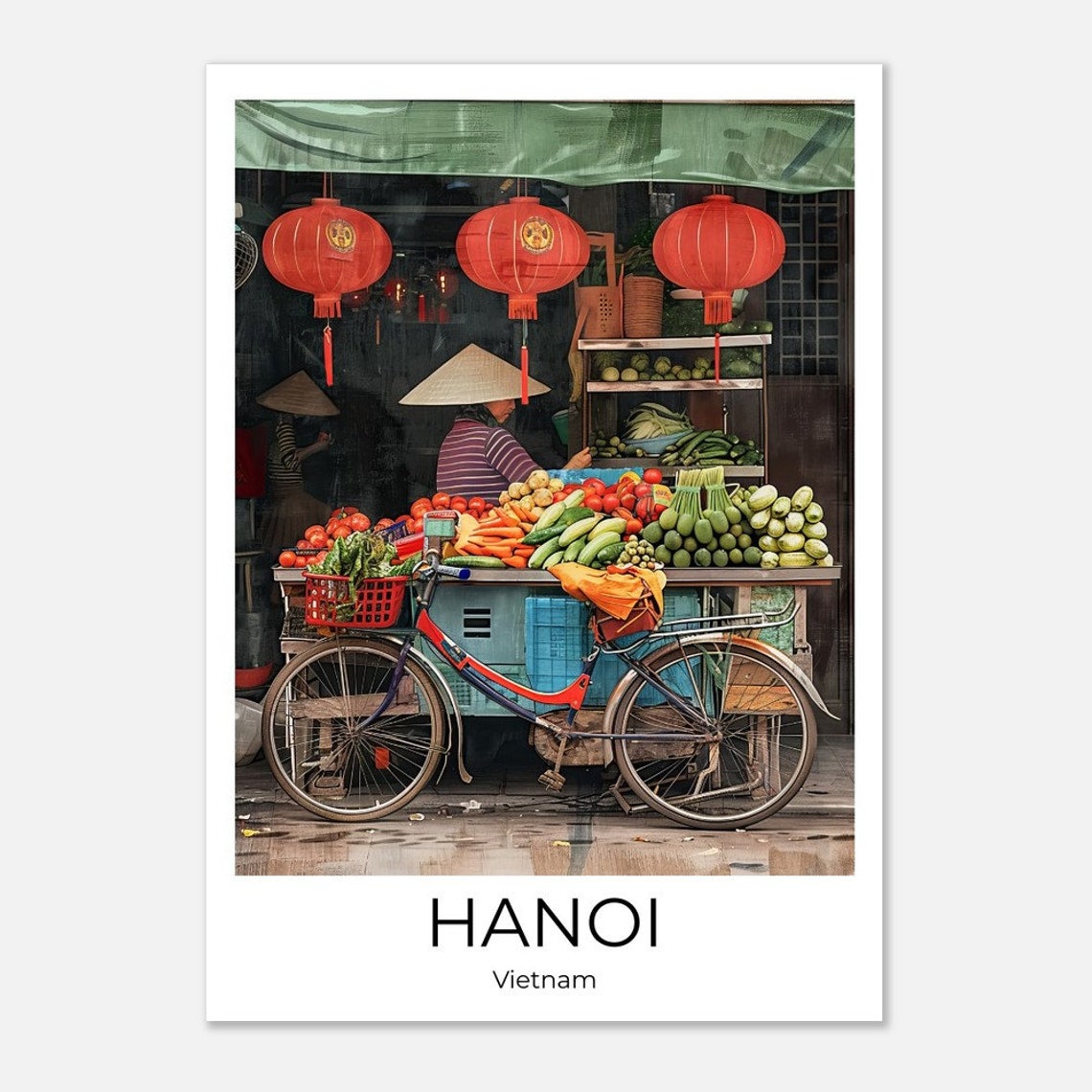 Hanoi Old Quarter Travel Poster Of Hanoi Wall Art Hanoi Travel Vietnam Hanoi Streetlife Hanoi Wall Decoration