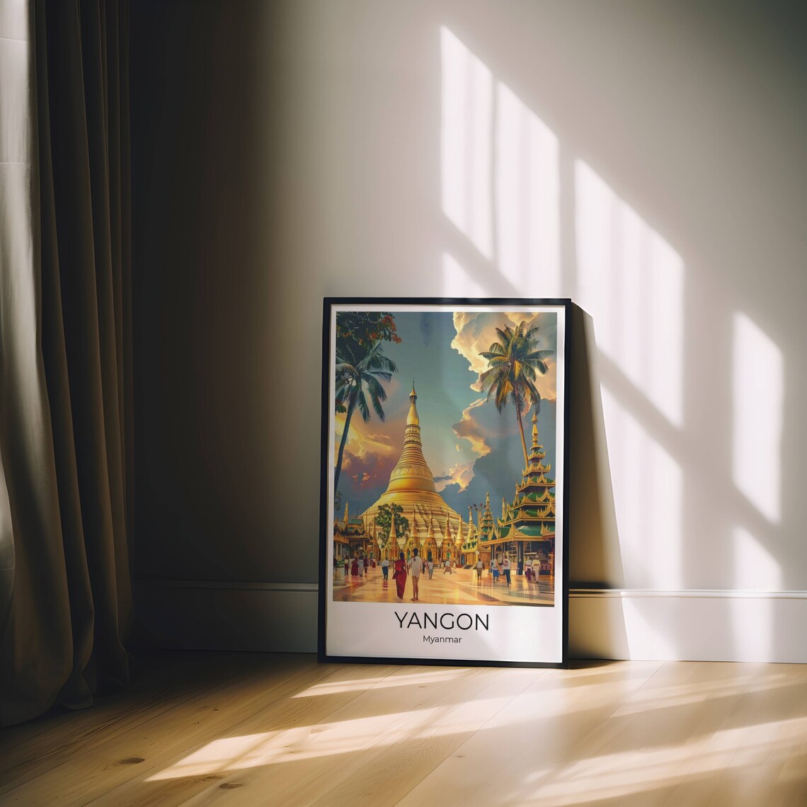 Yangon Shwedagon Pagoda Sunset Golden Temple Myanmar Travel Poster - Image 4