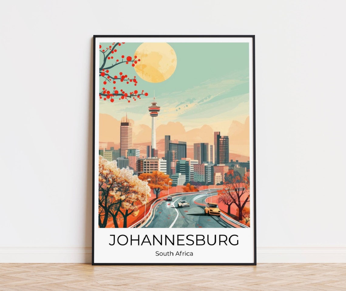 Johannesburg Travel Poster Wall Art South Africa Travel Print Johannesburg Johannesburg Memory