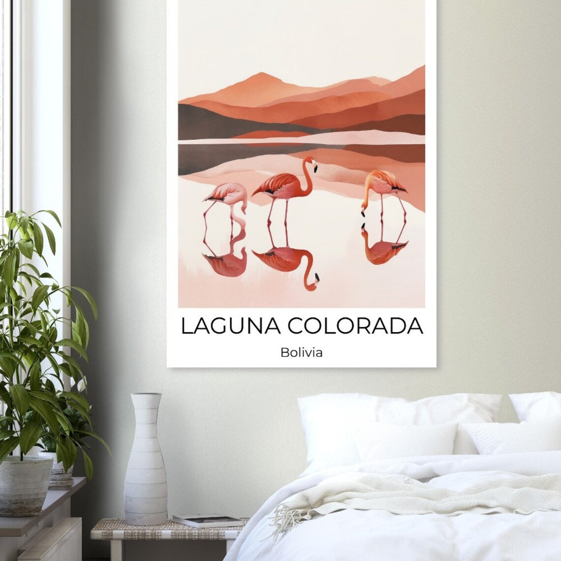 Laguna Colorada Bolivia Flamingo Lake Minimalist Nature Art Poster - Image 2