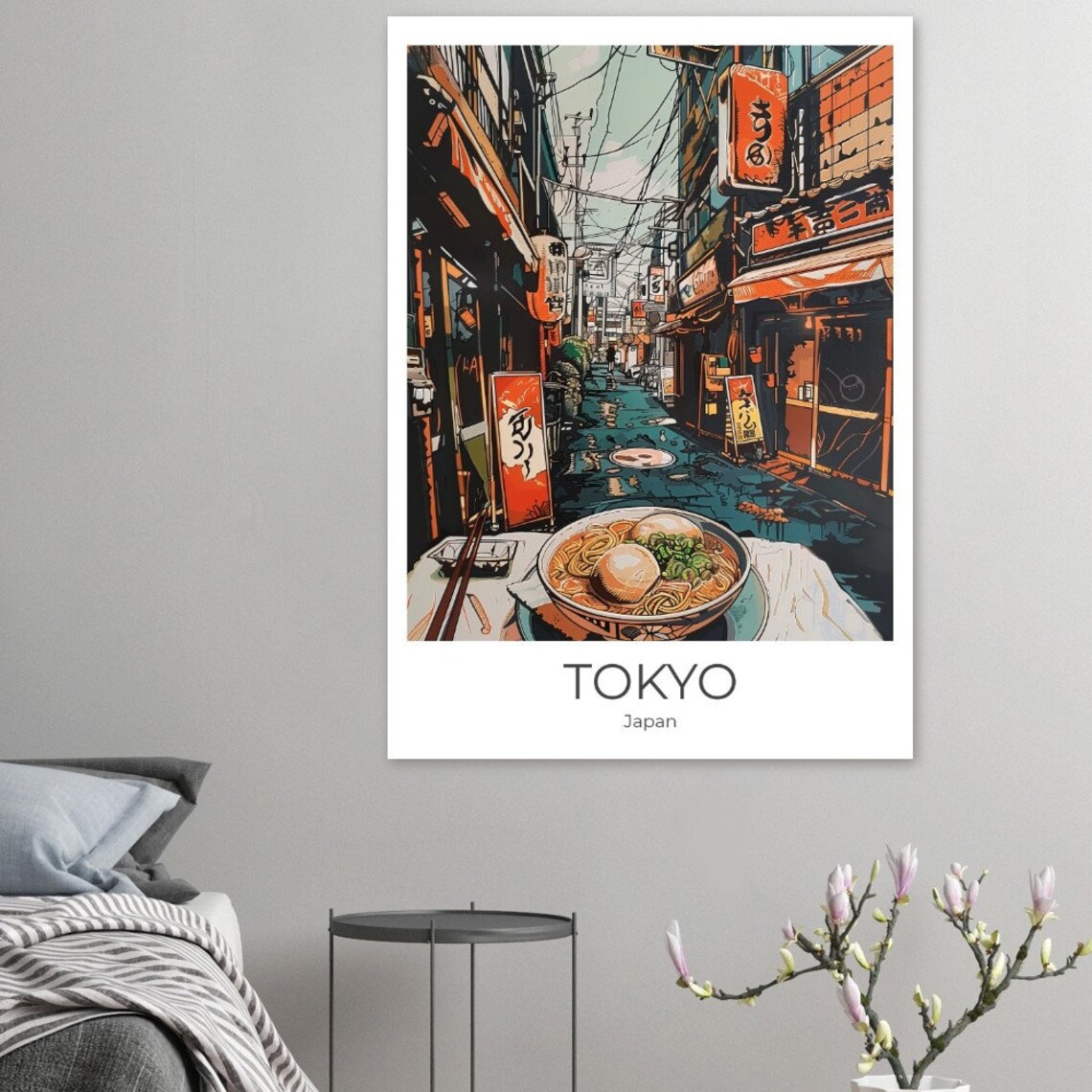 Tokyo Japan Travel Poster Neon Alley Ramen Night Illustration Art - Image 3
