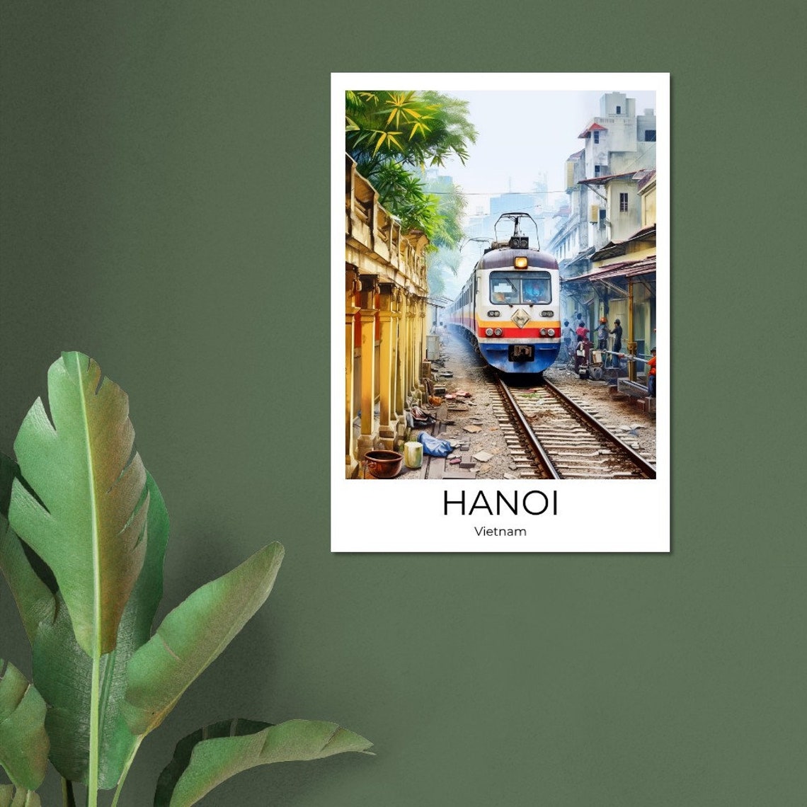 Hanoi Train Street Watercolor Travel Poster Of Hanoi Wall Art Hanoi Travel Vietnam Hanoi Wall Decoration - Image 4