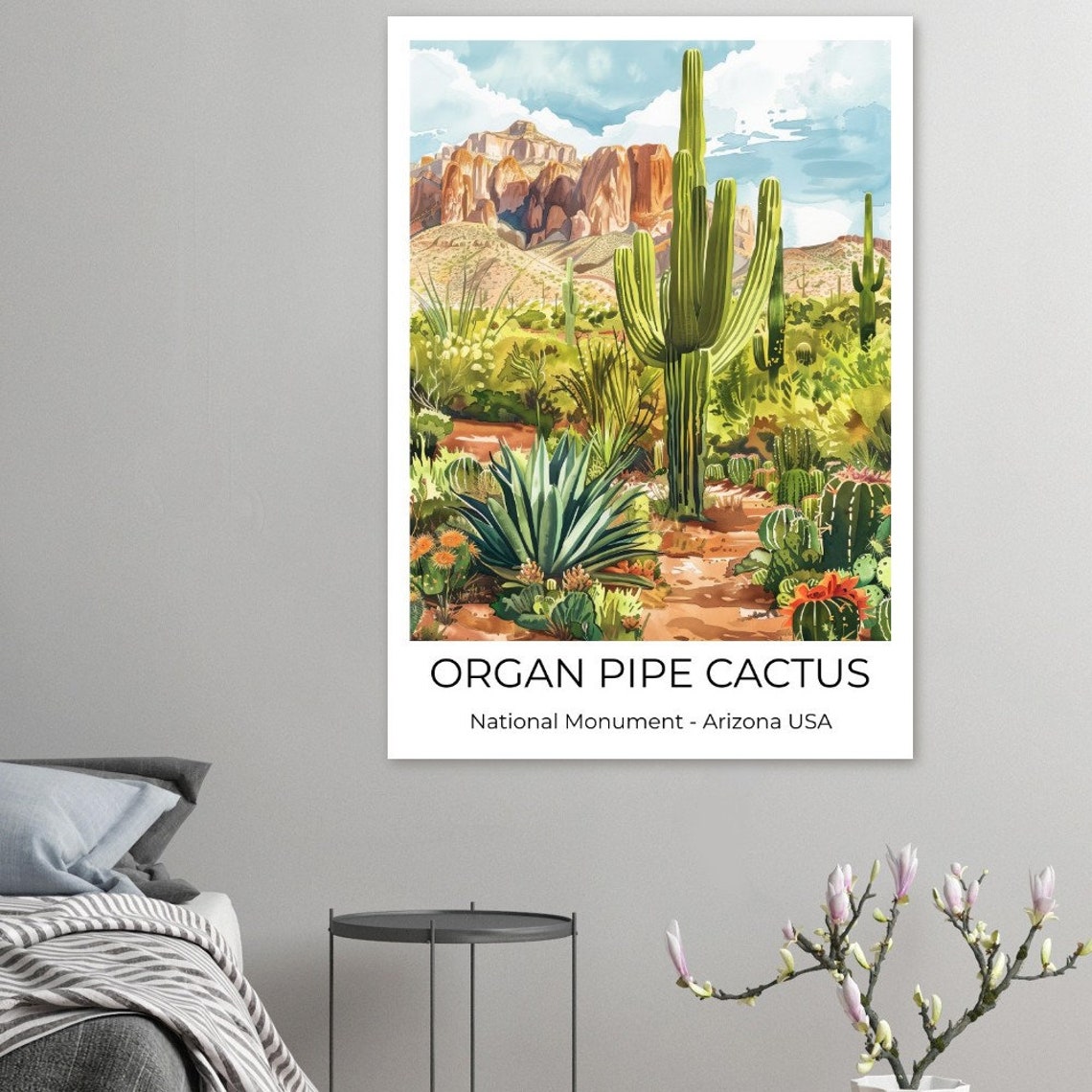Organ Pipe Cactus National Monument Print Arizona Desert Watercolor - Image 3