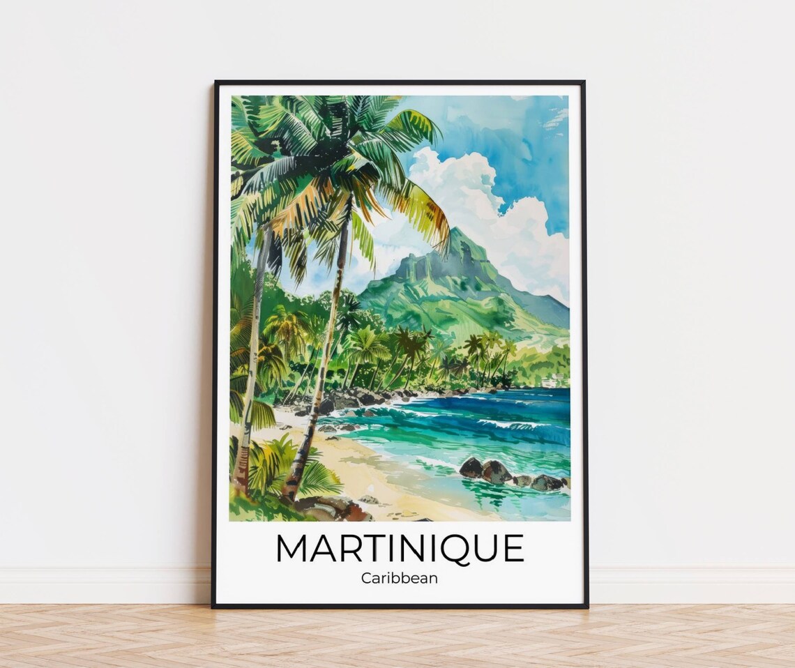 Martinique Island Martinique Caribbean Watercolor Travel Poster Martinique Travel Print Martinique