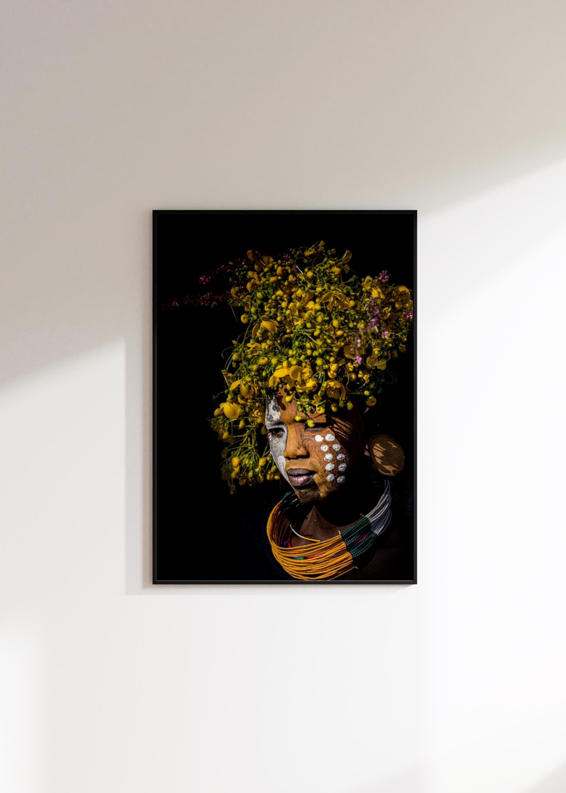 Suri Tribe Ethiopia Yellow Blossom Omo Valley Headdress Portrait Print - Image 4