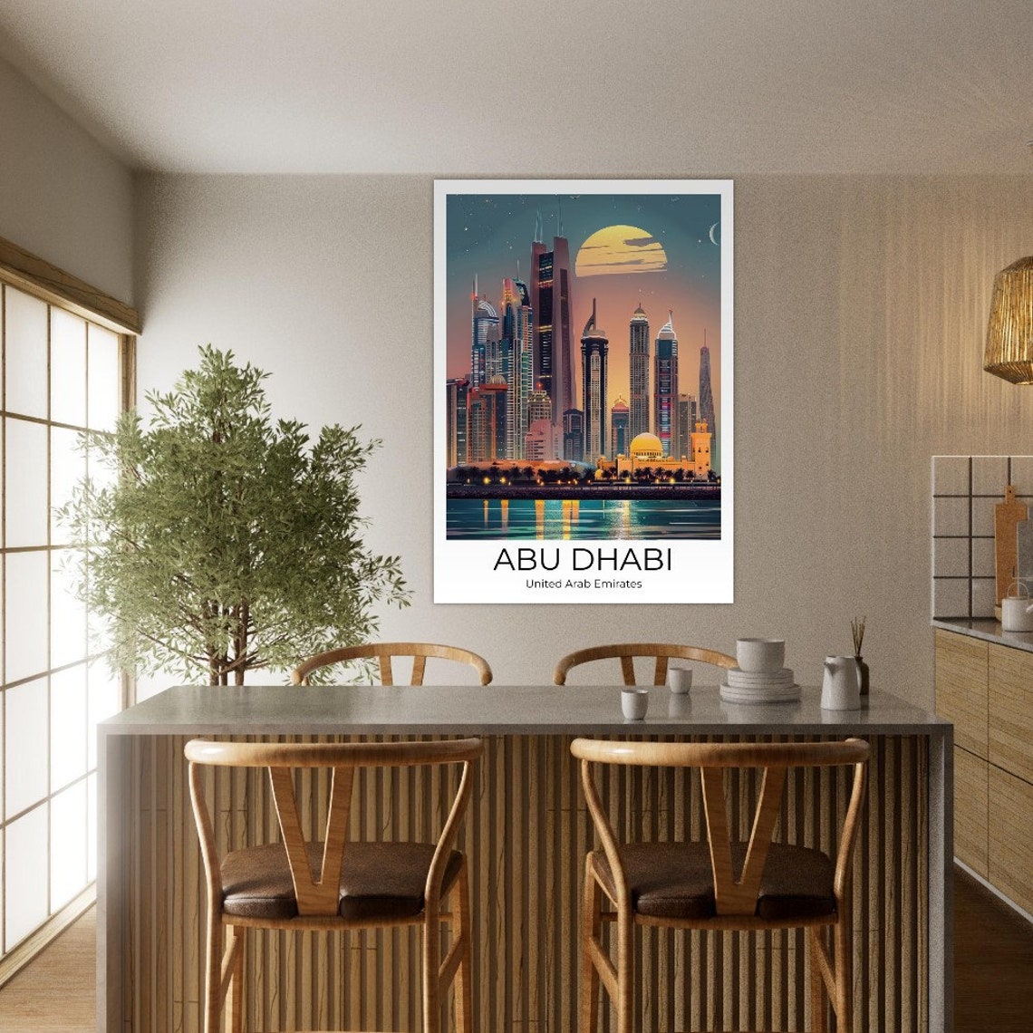 Abu Dhabi Corniche Waterfront Skyline Golden Sunset Travel Poster - Image 4