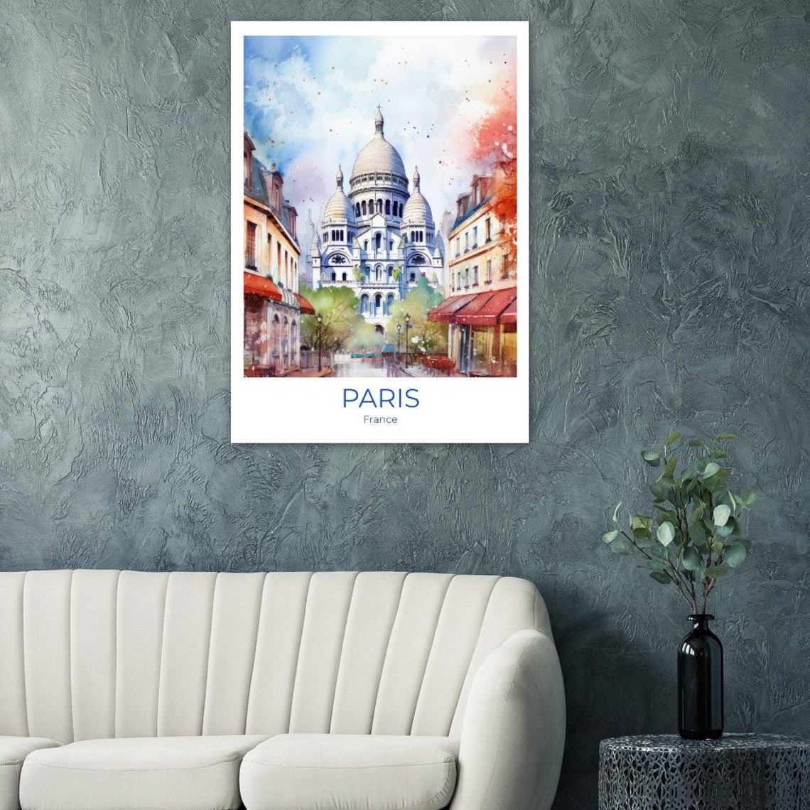 Paris Sacre Coeur Travel Print Travel Poster Watercolor Paris Gift France Travel Poster Paris Travel Souvenir Paris Wall Decoration - Image 2
