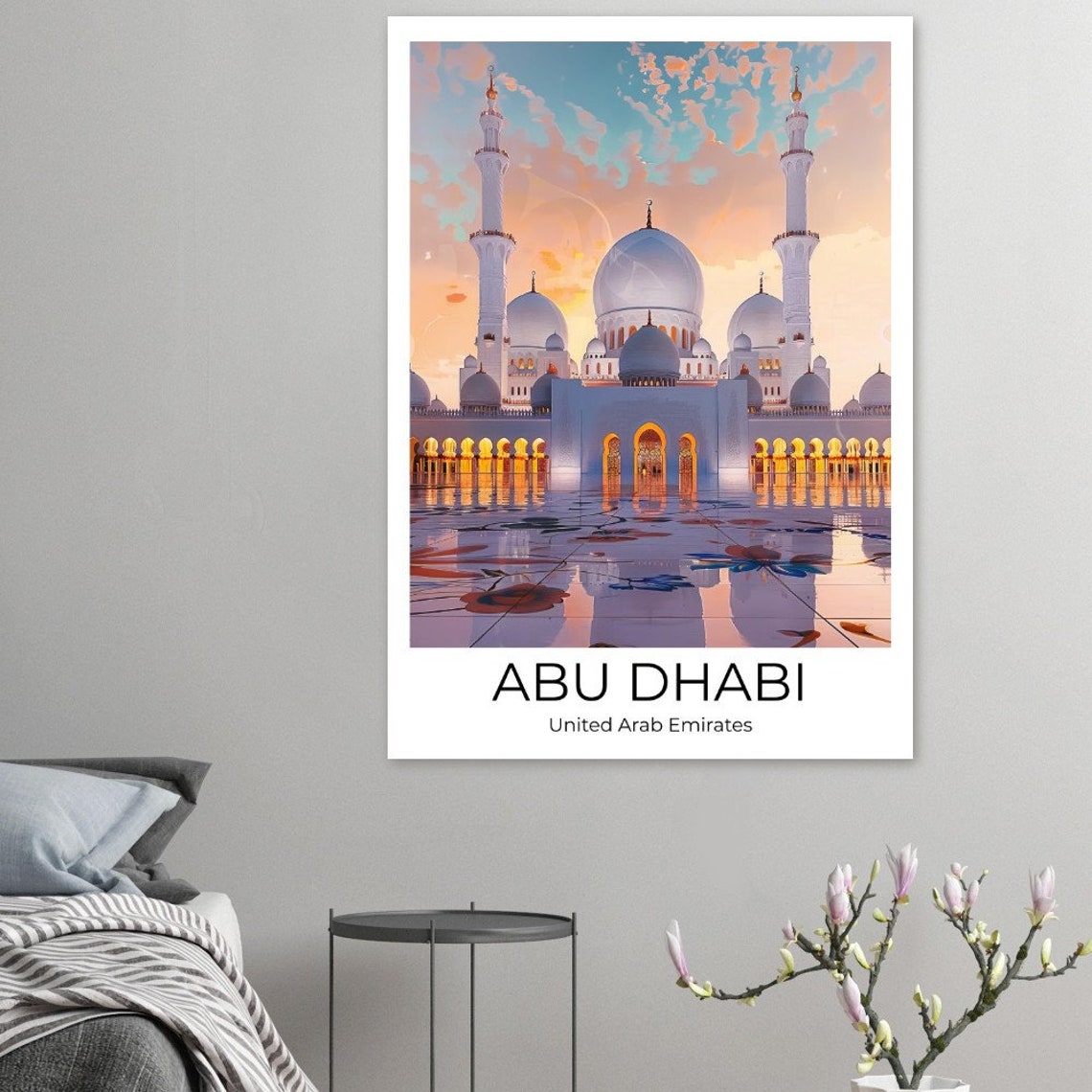 Abu Dhabi Sheikh Zayed Grand Mosque Sunset Illustration Poster - Image 4