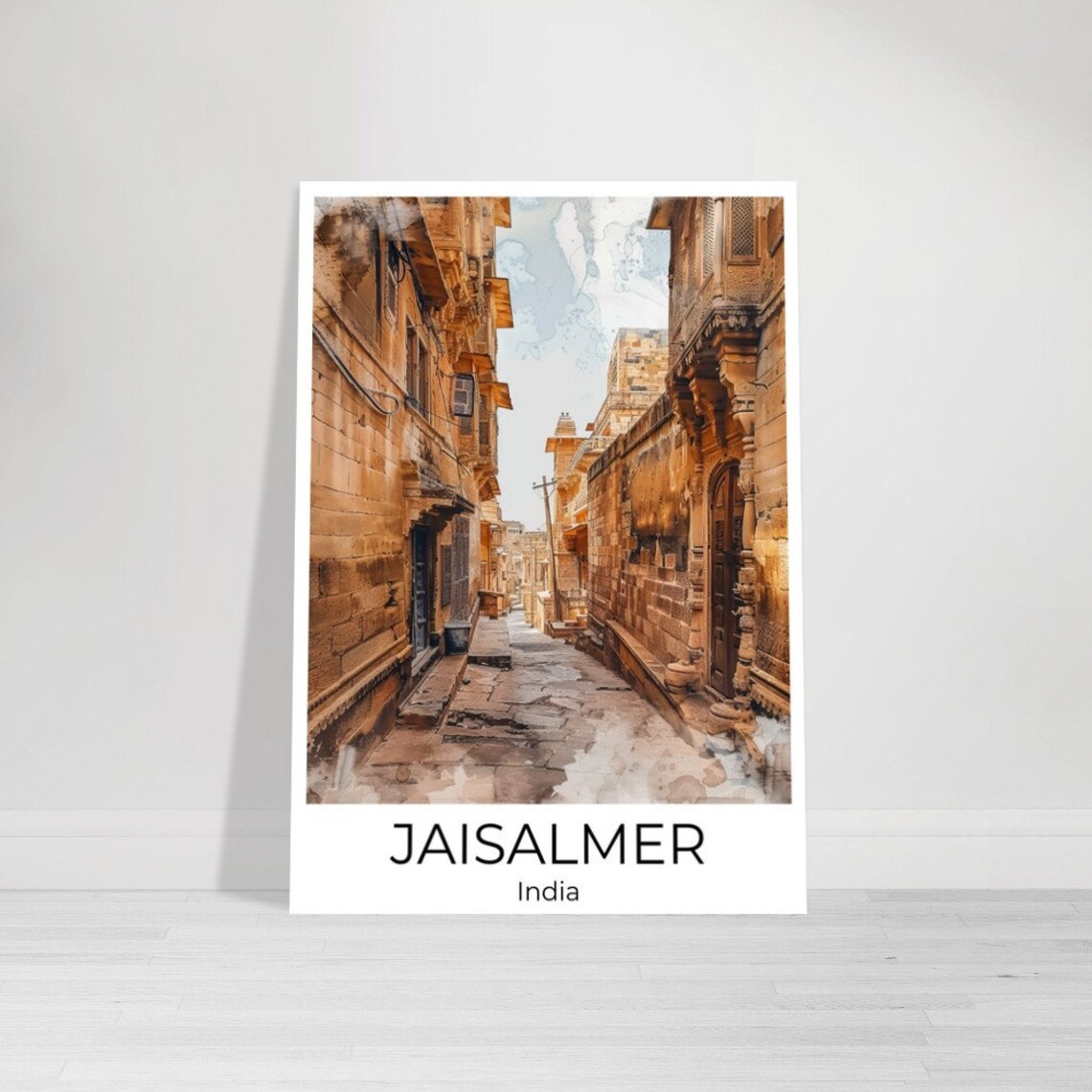 Jaisalmer India Golden City Old Street Watercolor Scene Poster - Image 4