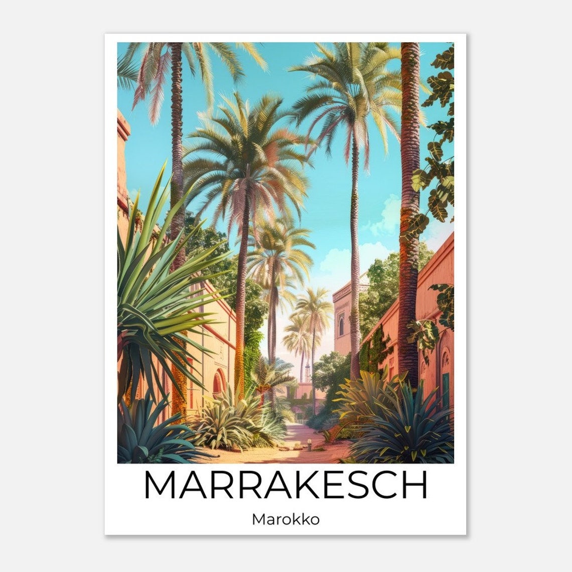 Marrakech Palmeraie Travel Poster Morocco Tall Palm Trees Oasis Art - Image 2