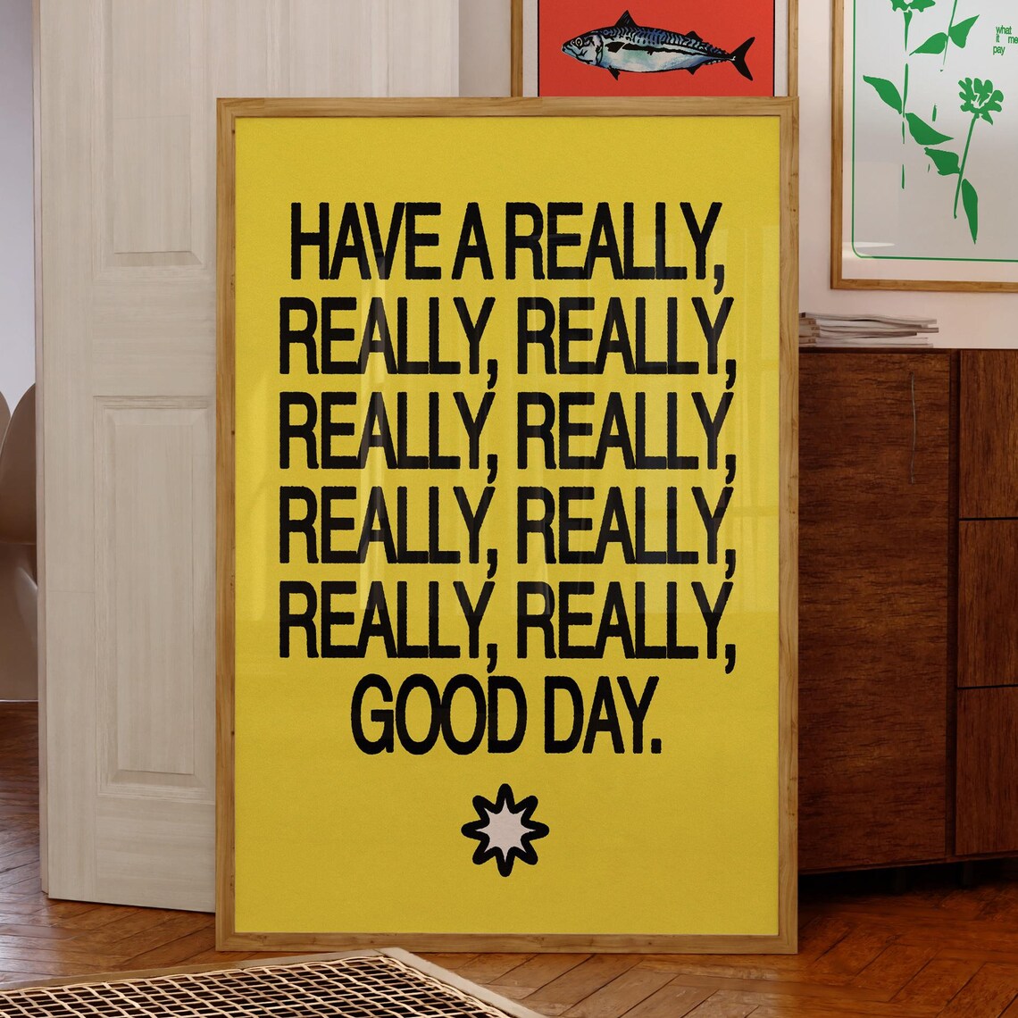 Have A Really Good Day Bold Yellow Positive Quote Wall Poster