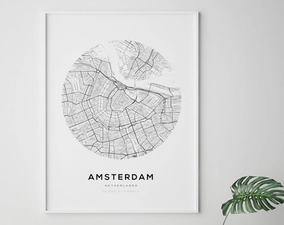 Amsterdam City Map Circle Art Print, Netherlands