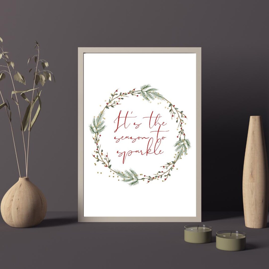 Its The Season To Sparkle Berry Pine Wreath Christmas Poster - Image 3