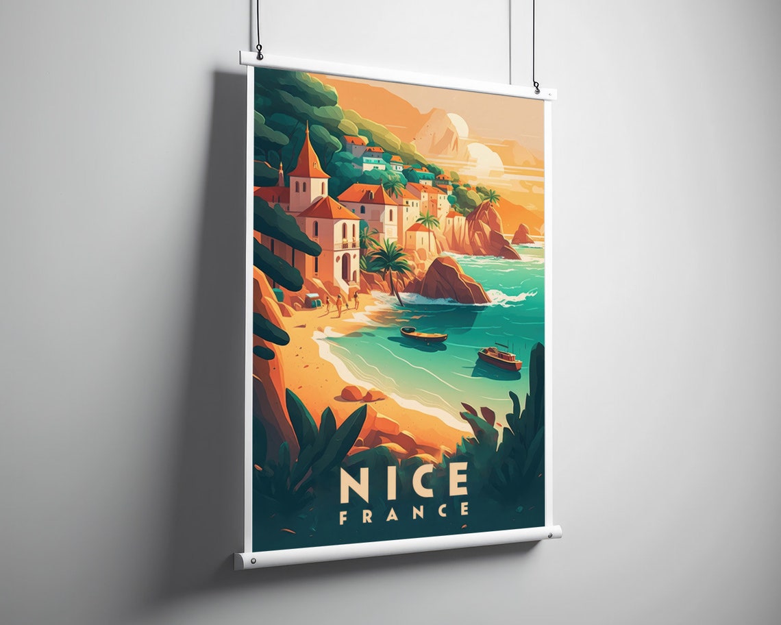 Nice France Travel Poster Nice France Wall Art Print Nice France Painting Nice France Illustration Nice France Watercolor Decor - Image 3