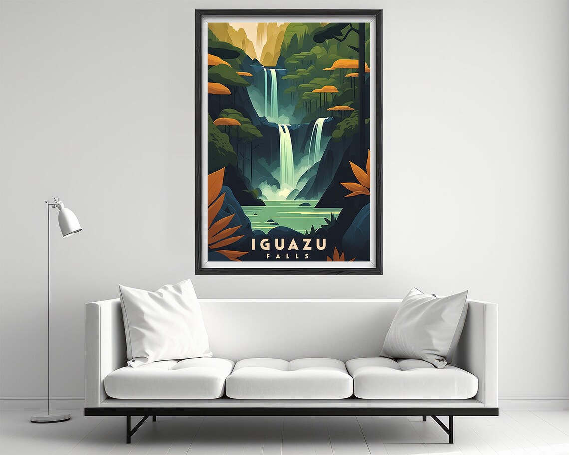 Iguazu Falls Vintage Travel Poster Jungle Waterfall Rainforest - Image 2