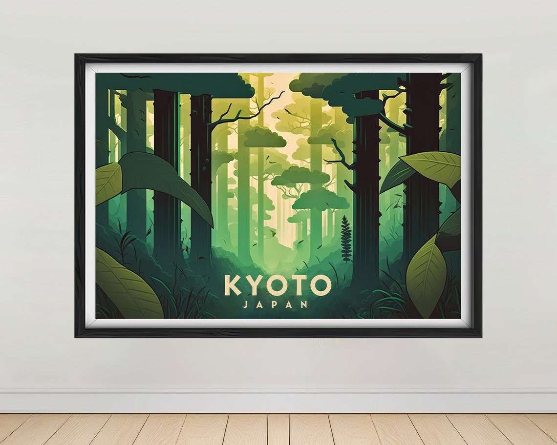 Kyoto Japan Travel Poster Kyoyo Japan Wall Art Print Kyoto Japan Painting Arashiyama Illustration Kyoto Watercolor Art Home Decor