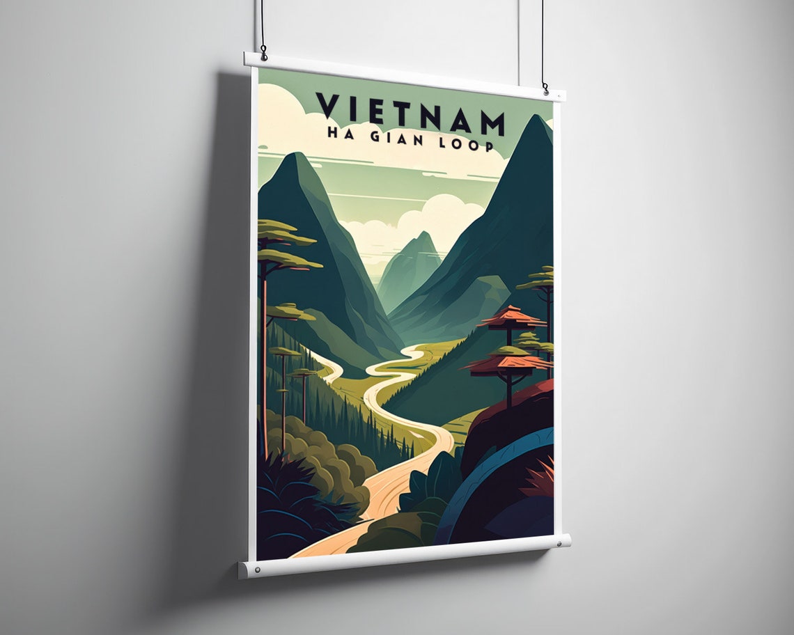 Vietnam Ha Giang Loop Mountain Road Minimalist Travel Poster - Image 3