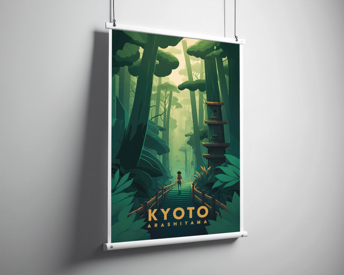 Kyoto Japan Travel Poster Kyoyo Japan Wall Art Print Kyoto Japan Painting Arashiyama Illustration Kyoto Watercolor Art Home Decor - Image 2