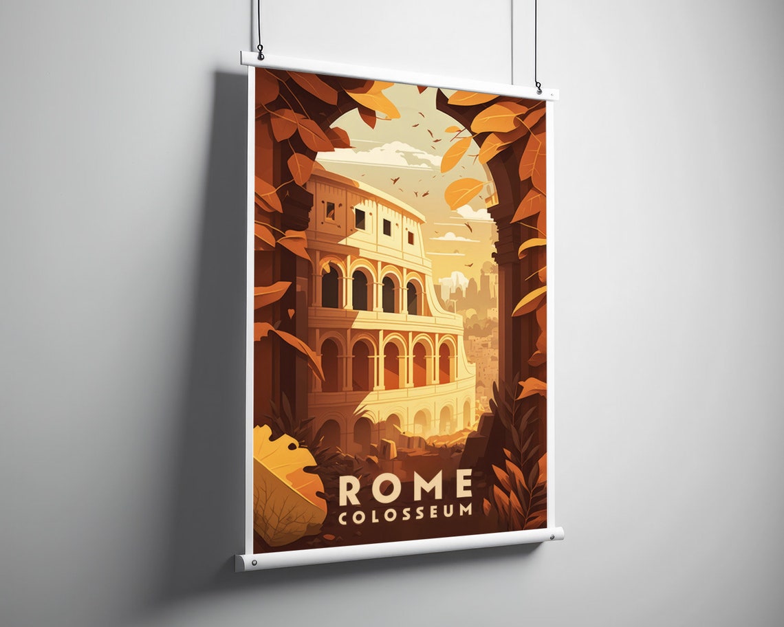 Rome Colosseum Travel Poster Rome Colosseum Wall Art Print Rome Colosseum Painting Rome Colosseum Illustration Rome Watercolor Art - Image 3