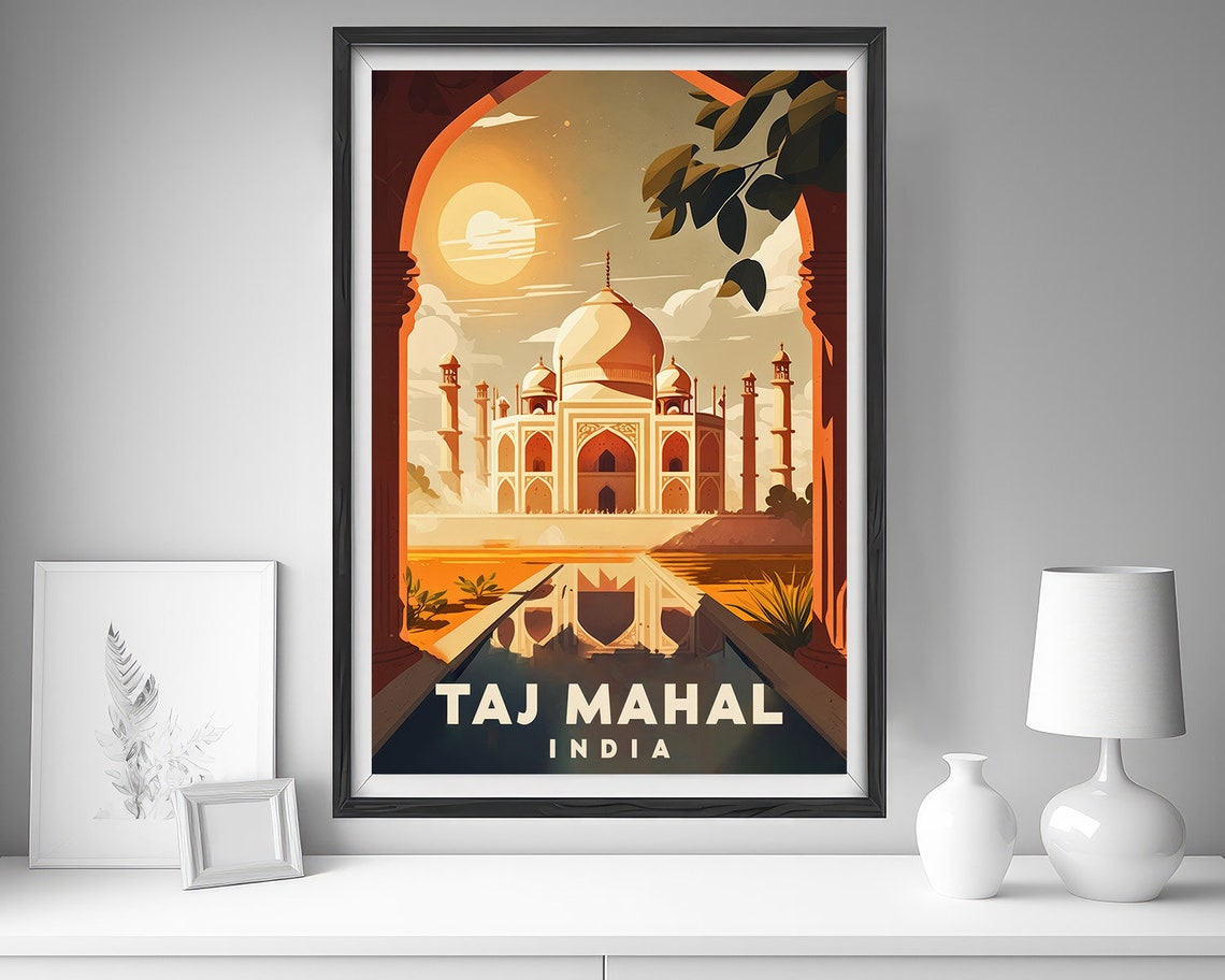 Taj Mahal India Travel Poster Taj Mahal India Wall Art Print Taj Mahal India Painting Illustration Taj Mahal Watercolor Home Decor - Image 4