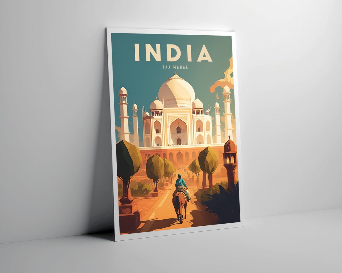 Taj Mahal India Travel Poster, India Wall Art Print - Image 3