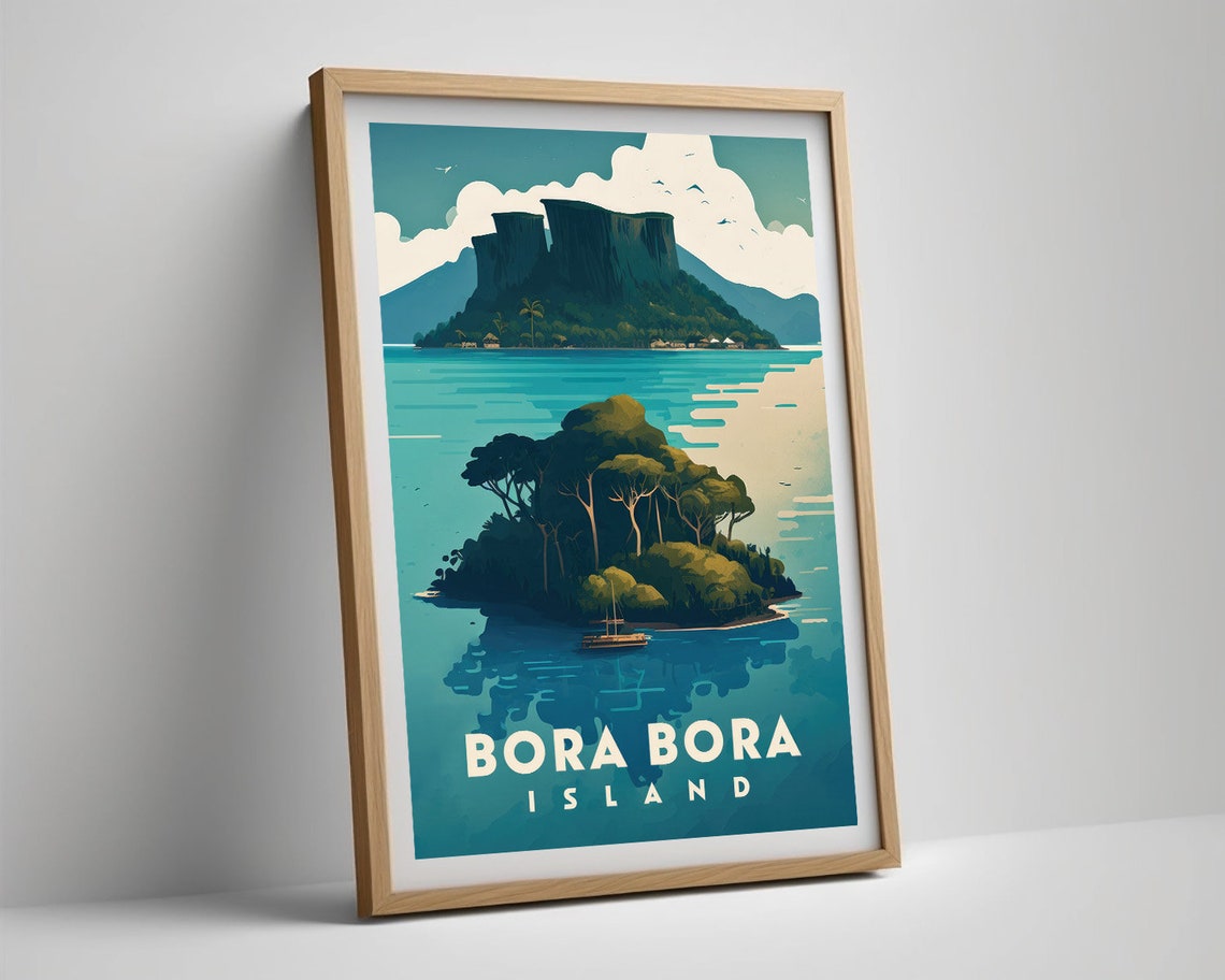 Bora Bora Island Turquoise Lagoon South Pacific Vintage Poster - Image 5