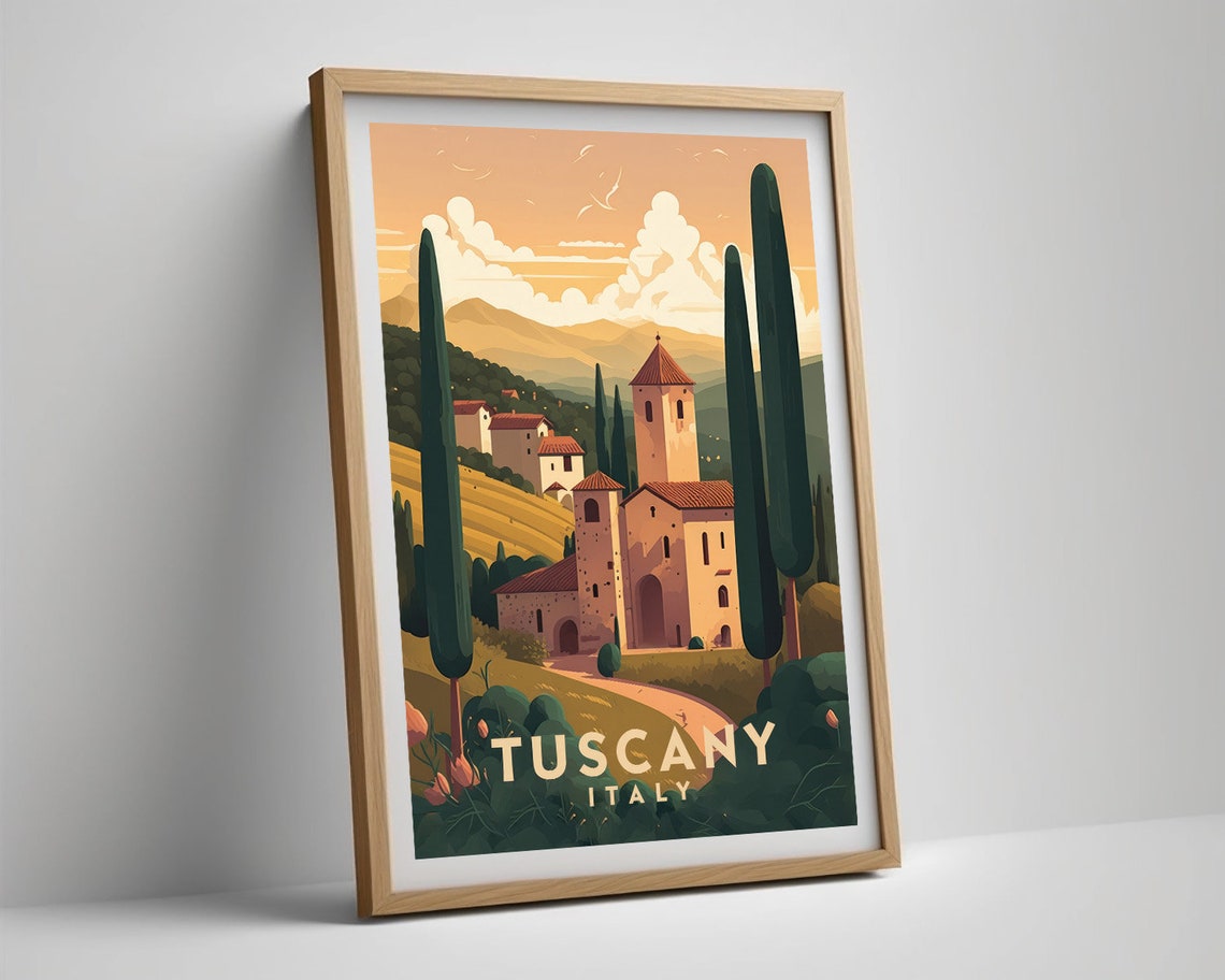 Tuscany Italy Travel Poster Tuscany Italy Wall Art Print Tuscany Italy Painting Tuscany Illustration Tuscany Watercolor Home Decor - Image 5