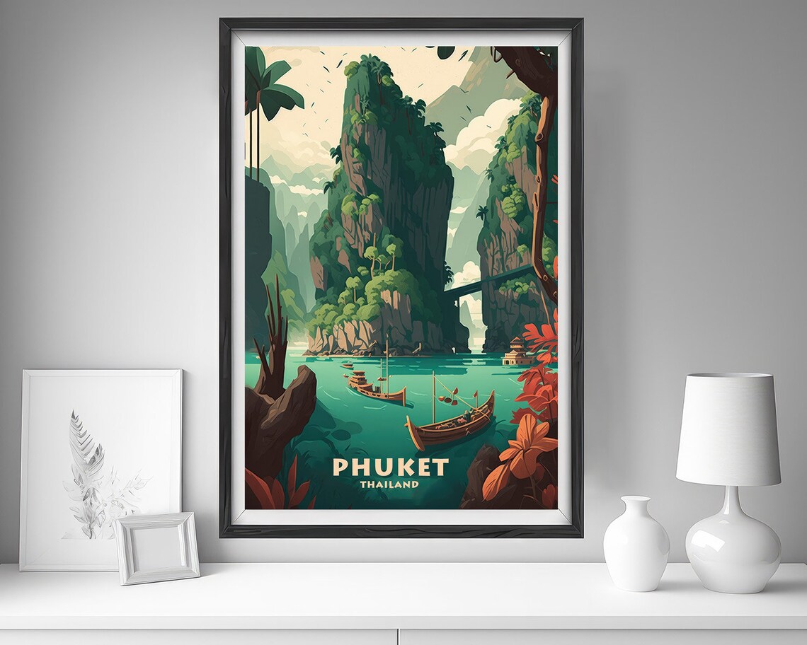 Phuket Thailand Travel Poster, Phang Na Bay Art Print - Image 4