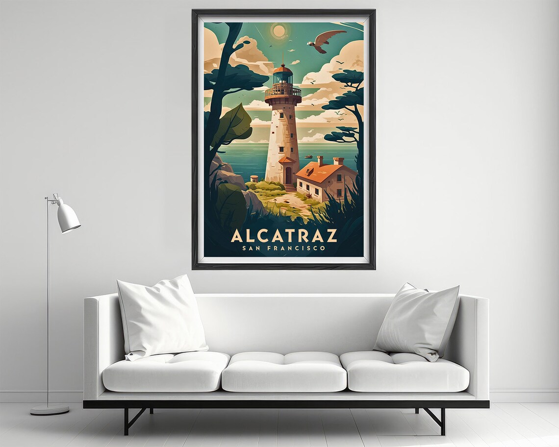 Alcatraz Island San Francisco Lighthouse Coastal Travel Poster - Image 2