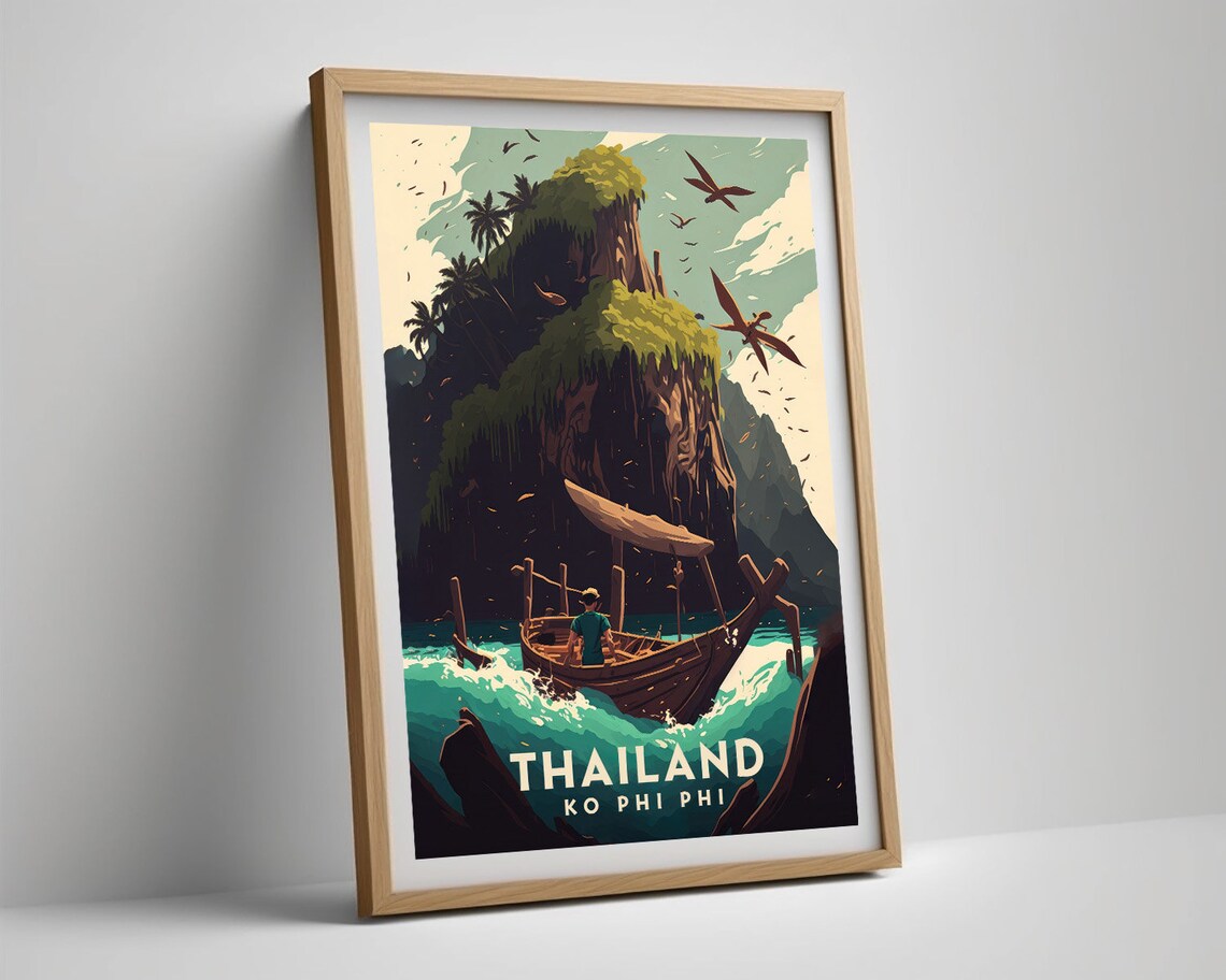 Phi Phi Island Thailand Travel Poster Thailand Phi Phi Island Wall Art Print Phi Phi Island Travel Art Painting Phi Phi Home Decor - Image 5