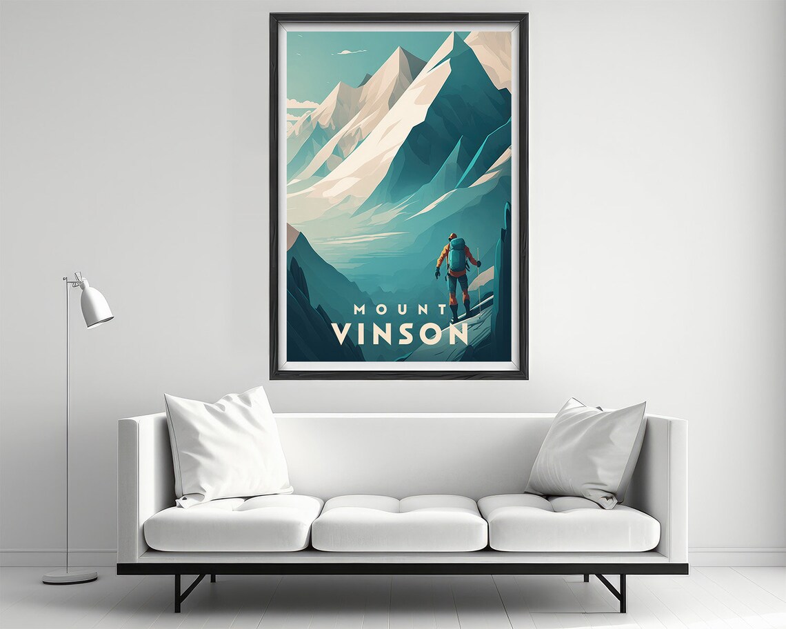 Mount Vinson Antarctica Climber Snow Peaks Vintage Travel Poster - Image 2