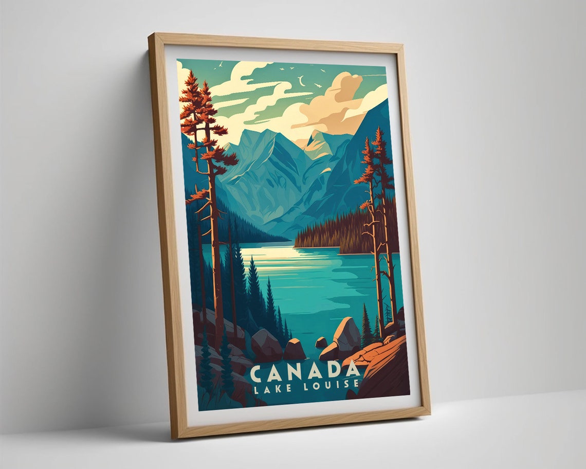 Canada Lake Louise Turquoise Lake Mountain Vintage Travel Poster - Image 5