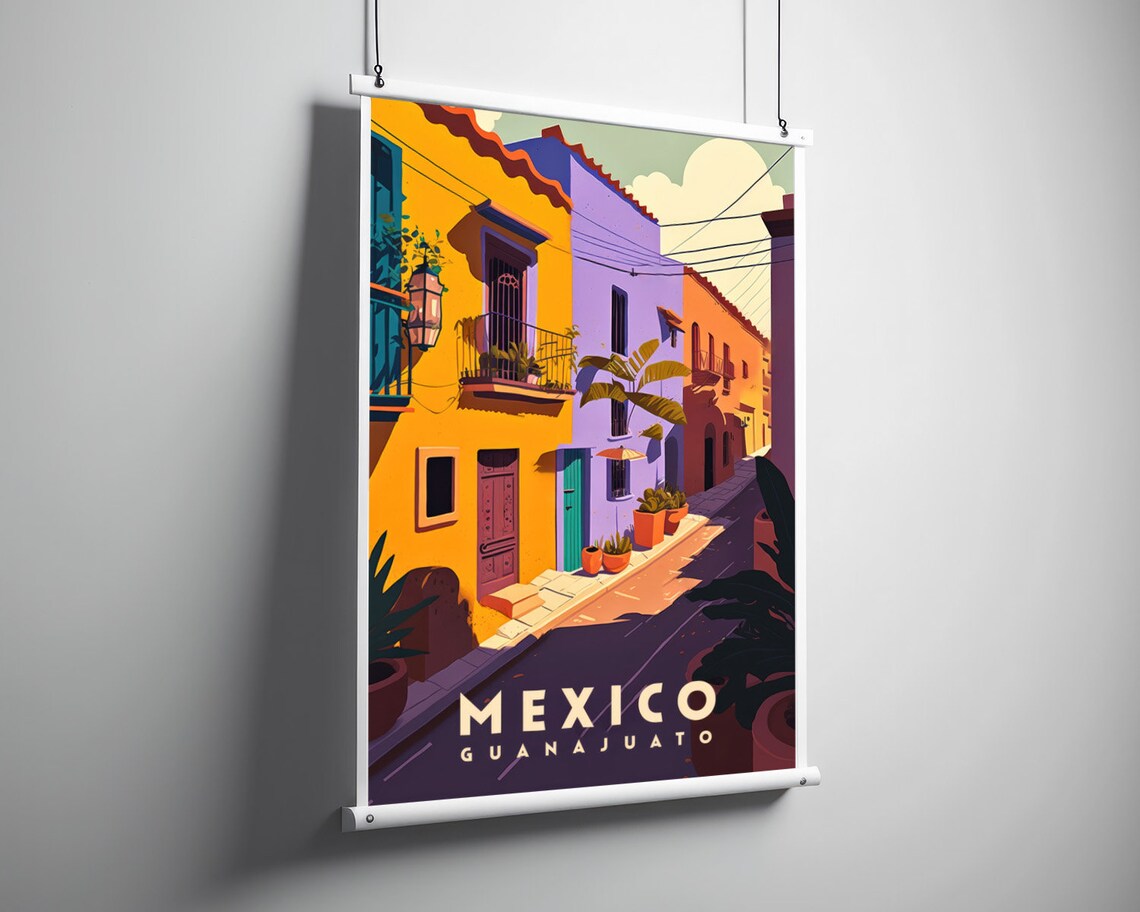 Mexico Guanajuato Travel Poster Mexico Guanajuato Wall Art Print Mexico Guanajuato Painting Illustration Mexico Watercolor Decor - Image 3