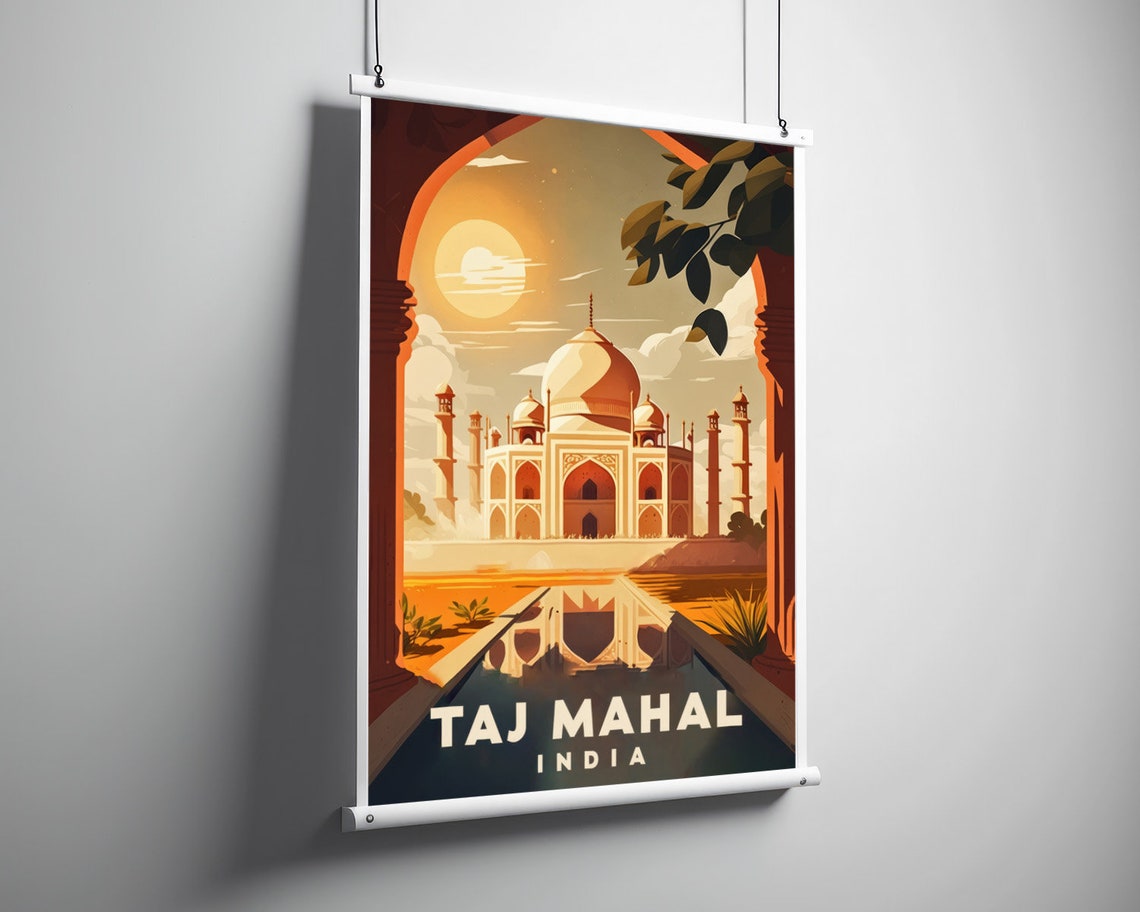 Taj Mahal India Travel Poster Taj Mahal India Wall Art Print Taj Mahal India Painting Illustration Taj Mahal Watercolor Home Decor - Image 3