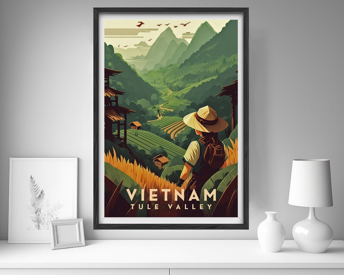 Vietnam Tule Valley Rice Terraces Green Mountains Hiking Travel Poster - Image 4