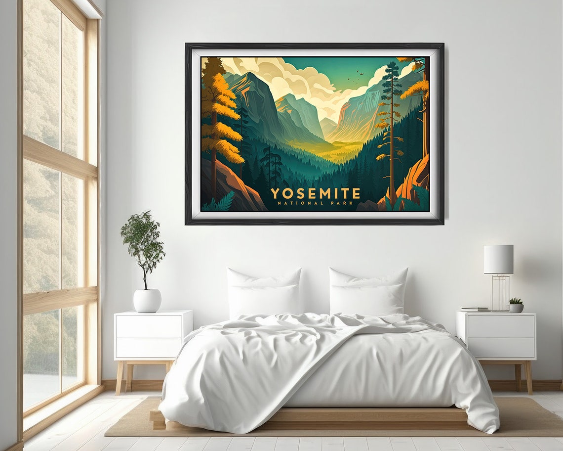 Yosemite National Park Valley Sunset Retro Travel Art Poster - Image 4