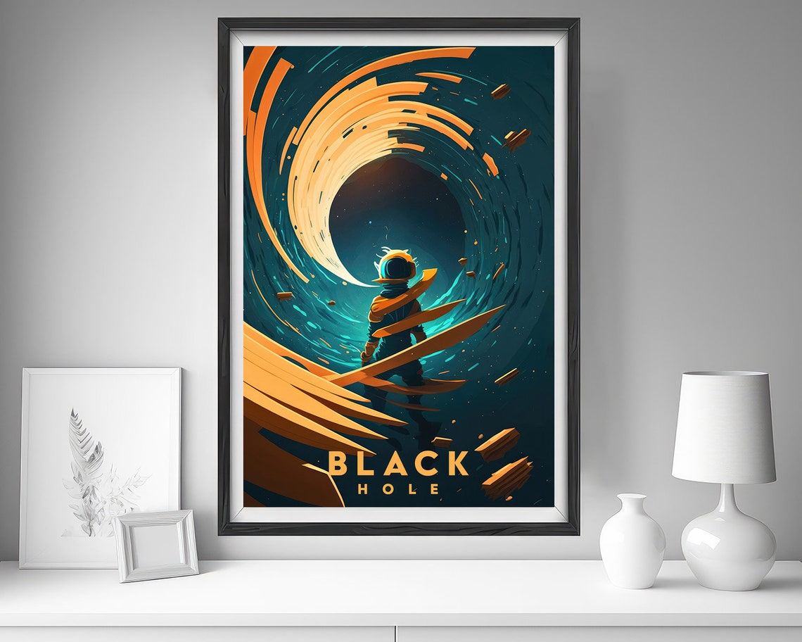 Black Hole Astronaut Cosmic Swirl Deep Space Galaxy Art Travel Poster - Image 4